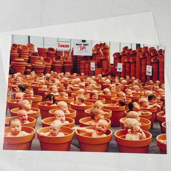 Anne Geddes 123 Pots Terracotta Baby Blank Greeting Card Vintage With Envelop - Picture 1 of 9